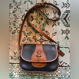 Vintage Leather Coach Dakota Rider 4200 Bag in Navy and Bridle Tan